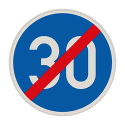 Verkehrszeichen 279-30 - Ende der vorgeschriebenen Mindestgeschwindigkeit 30 km/h