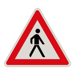 Verkehrszeichen 133-20 - Fu&szlig;g&auml;nger! Aufstellung links