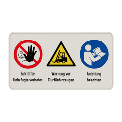 Kombinationsschilder mit drei Verbots-, Warn- und Gebotszeichen