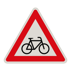 Verkehrszeichen 138-20 - Radfahrer / Radverkehr! Aufstellung links