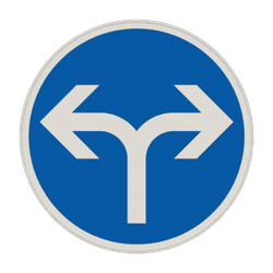 Verkehrszeichen 214-30 - Vorgeschriebene Fahrtrichtung links oder rechts