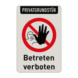 Privatgrundstück Betreten verboten Schild mit Symbol kein Zutritt