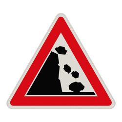 Verkehrszeichen 101-25 - Steinschlag, Aufstellung links