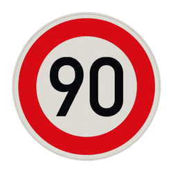 Verkehrszeichen 274-90 - Zul&auml;ssige H&ouml;chstgeschwindigkeit 90 km/h