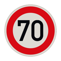 Verkehrszeichen 274-70 - Zul&auml;ssige H&ouml;chstgeschwindigkeit 70 km/h