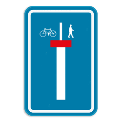 Verkeersbord SB250 F45b - Doodlopende weg, uitgezonderd voetgangers en fietsers