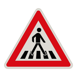 Verkehrszeichen 101-21 - Fußgängerüberweg, Aufstellung links