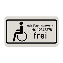 Verkehrszeichen 1020-11 - Schwerbehinderte mit Parkausweis Nr. XX frei