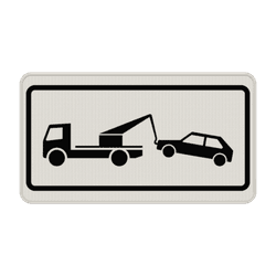 Verkehrsschild mit Symbol Widerrechtlich geparkte Fahrzeuge werden kostenpflichtig abgeschleppt