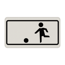 Verkehrszeichen 1010-10 - Erlaubt Kindern auch auf der Fahrbahn und dem Seitenstreifen zu spielen