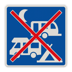 Verkeersbord - kamperen verboden - reflecterend