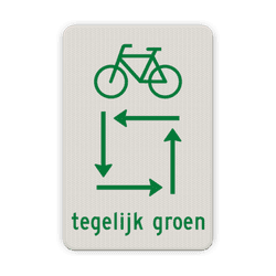 Verkeersbord RVV VR04 fietsers tegelijk groen