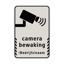 Standaard bord camerabewaking met bedrijfsnaam