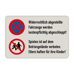 Kombinationsschilder - Betriebsgelände, Absolutes Haltverbot - Kinder verboten
