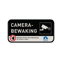 Camerabewaking bord rechthoek 2:1  reflecterend  - Met logo