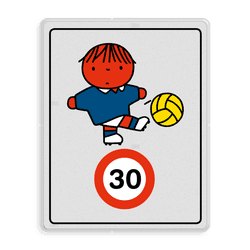 Attentiebord Dick Bruna snelheid - jongen met voetbal (multi) - LV.AB.J3