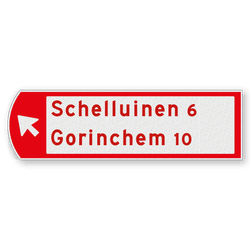 Fietswegwijzer linkswijzend, pijl links-boven 753x225mm
