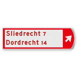 Fietswegwijzer rechtswijzend, pijl rechts-boven 753x225mm