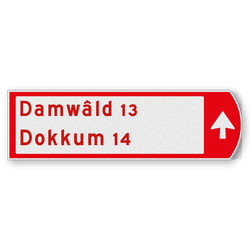 Fietswegwijzer rechtswijzend, pijl rechtdoor 753x225mm