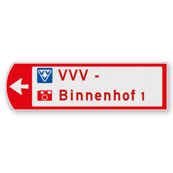 Fietswegwijzer linkswijzend met pictogram 753x225mm