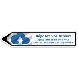 Panneau d'information en forme de flèche réfléchissante avec votre propre impression