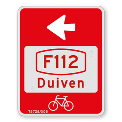 Doorfietsroute bord met routenummer en pijl- 300x380mm