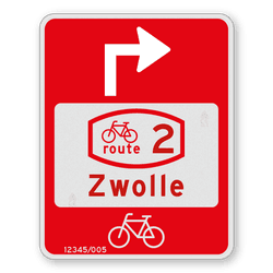 Fietsroutebord met nummer - 300x380mm