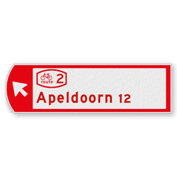 Fietswegwijzer linkswijzend met fietsroutenummer 753x225mm