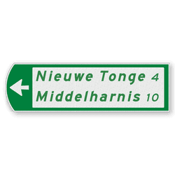 Fietswegwijzer met toeristische route linkswijzend 753x225mm