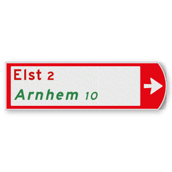 Fietswegwijzer met toeristische route rechtswijzend 753x225mm