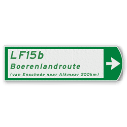 Fietswegwijzer met landelijke fietsroute rechtswijzend 753x225mm