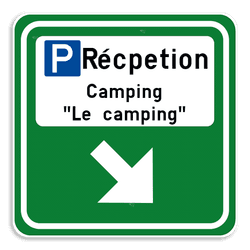 Panneau touristique - Pictogramme avec texte + flèche