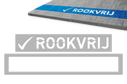 Spuitmal set ROOKVRIJ grondmarkering 1400x200mm blauw-wit