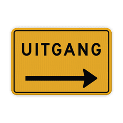 Verkeersbord uitgang met pijl rechts - reflecterend