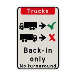 Verkeersbord - Trucks drive in backwards only