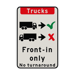 Verkeersbord - Trucks drive in forward only