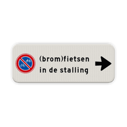 Bord hier geen (brom)fietsen plaatsen + route fietsenstalling - reflecterend