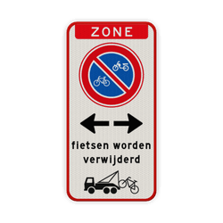 Verkeersbord zone geen bromfietsen plaatsen, worden verwijderd - reflecterend