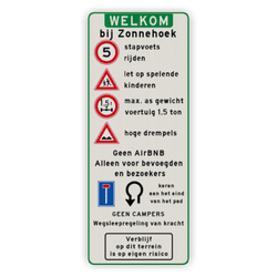 Informatiebord recreatiepark toegang terrein regels – reflecterend
