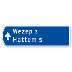Handwegwijzer klein linkswijzend met pijl rechtdoor  990x295mm