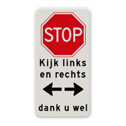Verkeersbord B07 - Stoppen voor voorrangsweg + tekst + OB0401 + tekst