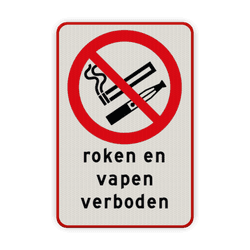 Vekeersbord roken en vapen verboden - reflecterend