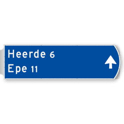 Handwegwijzer groot rechtswijzend met pijl rechtdoor 1623x481mm