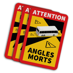 Officiële dode hoek stickers voor bussen en touringcars - 170x250mm - Reflecterend!