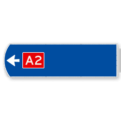 Handwegwijzer groot linkswijzend met snelwegnummer 1623x481mm
