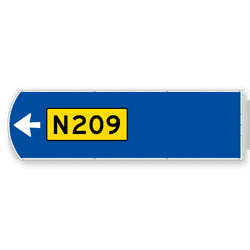 Handwegwijzer groot linkswijzend met autowegnummer 1623x481mm