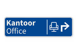 Verkeersbord route kantoor met pijl + icoon - blauw - reflecterend