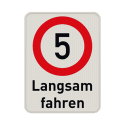 Verkehrsschild Langsam fahren - 5 km/h - reflektierend