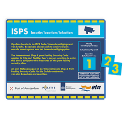ISPS locatie Veiligheidsbord Security Level met wisselbare cijfers