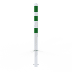 Poteau de protection blanc/vert &agrave; sceller pour borne de recharge &Oslash;76 mm